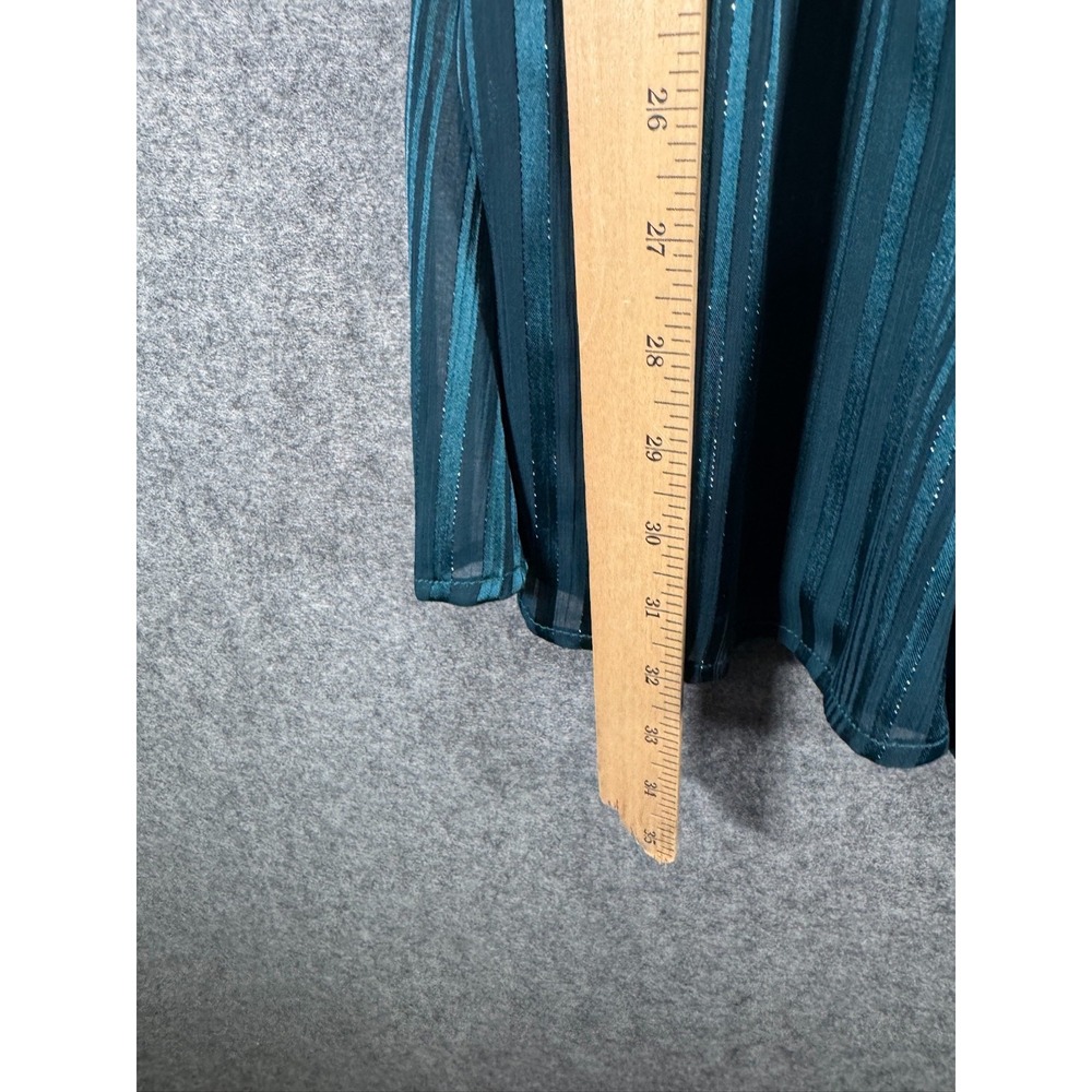 City Vibe Teal Blue Metallic Pinstripe Puff Sleeve Mini Dress Size 0‎ glam - Picture 6 of 9